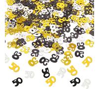 50 Confetti, 60G Premium Metallic Confetti for 50th Birthday Decorations, Elegant Black and Gold Table Decorations, Perfect for Wedding, Party, Indoor and Outdoor Celebrations