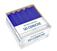 50 Conical Candles Diameter 2.2 cm Height 21 cm - Colour Navy Blue - Burn Time 5 Hours - Standard for Candelabra - Cereria Di Giorgio