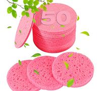 50-Count Compressed Facial Sponges for Estheticians - 100% Natural Cellulose Face Sponges for Face Cleansing, Massage, Pore Exfoliating, Mask, Makeup Removal
