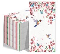 50 Count Disposable Bathroom Hand Towels, Paper Guest Towels for Bathroom, Butterfly Flower Bird Napkin, Disposable Guest Napkins for Birthday and Holiday Party Supplies