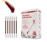 50-Count Disposable Povidone Iodine Swabs, Iodine Cotton swabs, Iodine swabsticks, Wound Care Solution, Gentle Care and Emergency Care for The Whole Family.