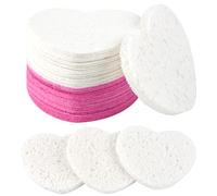 50-Count Facial Sponges Compressed, 100% Natural Cellulose Face Sponge Professional Cosmetic Spa Sponges for Face Cleansing, Exfoliating Mask, Makeup Removal for Travel and Home, White+Pink