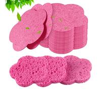 50-Count Facial Sponges Compressed Facial Sponges Natural Facial Cleansing Sponges Pads Cute Flower Shape Exfoliating Sponges for Cleansing Reusable,Best Makeup Gift, Pink