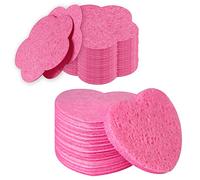 50 - Count Flower Compressed Facial Sponges + 50 - Count Heart Shape Face Sponge for Face Cleansing, 100 - Count Exfoliating Sponges for Cleansing Reusable in package,Best Makeup Gift, Pink