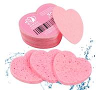 50-Count Heart Shape Compressed Facial Sponges, 100% Natural Cosmetic Spa Sponges for Facial Cleansing for Daily Facial Cleansing, Exfoliating Mask, Makeup Remover. Ideal for Home and Travel.
