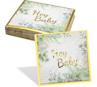 50 Count Hey Baby Party Napkins, Floral Printed Disposable Napkins for Baby Shower, Weddings, and Special Celebrations
