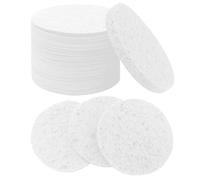 50-Count Large Compressed Facial Sponges for Estheticians,Daily Cleansing and Gentle Exfoliating-100% Natural Cellulose Spa Sponge Perfect for Removing Dead Skin, Dirt and Makeup (Round 2.95",White)