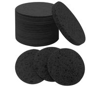 50-Count Large Compressed Facial Sponges for Estheticians,Daily Cleansing and Gentle Exfoliating-100% Natural Cellulose Spa Sponge Perfect for Removing Dead Skin, Dirt and Makeup (Round 2.95",Black)
