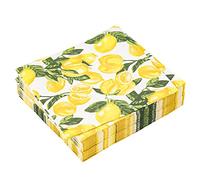 50 Count Lemon Paper Napkins Summer Luncheon Decorative Napkin 3-Ply Yellow Citrus Disposable Napkins Lemon Printed Square Beverage Dinner Napkin for Summer Party Supplies Table Decor, 6.5 x 6.5 Inch