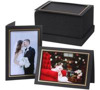 50 Count Photo Frame Cards with Envelopes 4x6 Paper Picture Frame Notecards Photo Card Holder and Envelopes Set for Halloween Wedding Birthday Classroom DIY (Black with Gold Lining)