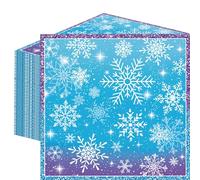 50 Count Snowflake Winterland Paper Napkins, Disposable Snow Party Napkins for Christmas Dinner, Winter Birthday Gatherings, Baby Shower, Snow-Themed Table Decorations