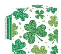 50 Count St. Patrick’s Day Shamrock Napkins, Disposable Paper Napkins with Green Clover Design for Irish Parties, St. Paddy’s Day, Spring Events, and Festive Table Decorations