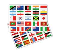 50 Country Flags Set on 2 DIN A4 Sheets Each Flag 4.9 x 3.3 cm Sticker for Model Making Bicycle Car Motorcycle Decoration Countries R108 (Worldwide)