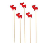 50 Counts Christmas Cocktail Sticks,Handmade Wooden Cocktail Skewers,Christmas Tree Snowman Snowflakes Theme Stick Toothpicks for Appetizers Wooden Food Bamboo Skewers