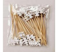 50 Counts Christmas Cocktail Sticks,Handmade Wooden Cocktail Skewers,Christmas Tree Snowman Snowflakes Theme Stick Toothpicks for Appetizers Wooden Food Bamboo Skewers