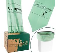 50 Counts, Compostable Bin Bags, Bin Liners, 22 Liters, Heavy Duty 1.2 Mils, Medium Home Garbage Liners, Portable Toilet Replacement Bags by C Crystal Lemon