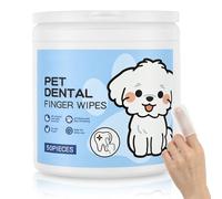 50 Counts Pet Teeth Cleaning Wipe, Cat Dog Dental Care Finger Wipes, Safe Pets Teeth Cleaning Wipes, Pet Dental Care Finger Pads, Natural Pets Oral Wipe, for Removing Tartar and Plaque