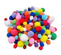50 Craft Poms Multi Coloured Fluffy Balls Various Sizes Children Arts & Crafts - Colour: Assorted