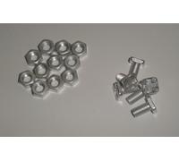 50 Cruciform Square Head Aluminium Bolts with Nuts for Greenhouses