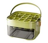 50 Cube Double-Layer Portable Ice Maker with Insulated Storage Bag, Easy Press Lid and Silicone Ice Trays, Countertop Ice Tray, Makes 50 Ice Cubes at Once, Stores More Than 150 Cubes(Green 1layer)