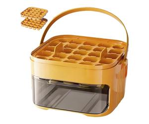 50 Cube Double-Layer Portable Ice Maker with Insulated Storage Bag, Easy Press Lid and Silicone Ice Trays, Countertop Ice Tray, Makes 50 Ice Cubes at Once, Stores More Than 150 Cubes(Yellow 2layer)