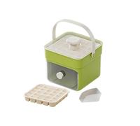 50 Cube Ice Maker Tray with Press Lid, Double Layer Silicone Ice Cube Tray for Freezer, Portable Storage Bin with Scoop, Easy Release for Drinks, Cocktails & Home Use (Green)