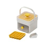 50 Cube Ice Maker Tray with Press Lid, Double Layer Silicone Ice Cube Tray for Freezer, Portable Storage Bin with Scoop, Easy Release for Drinks, Cocktails & Home Use (Yellow)