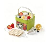 50 Cube Ice Maker Tray with Press Lid Double Layer Silicone Ice Cube Tray for Freezer Portable Storage Bin with Scoop Easy Release for Drinks Cocktails (Green)