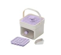 50 Cube Ice Maker Tray with Press Lid, Double Layer Silicone Ice Cube Tray for Freezer, Portable Storage Bin with Scoop, Easy Release for Drinks, Cocktails & Home Use (Violet)