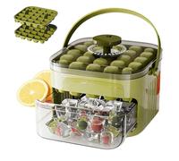 50 Cube Ice Maker with Easy Press Lid, Double Layer Ice Maker with Storage Bin for Freezer, Handled Press-Type Ice Cube Tray with Lid for DIY Whiskeys Cocktail Drinks-Green