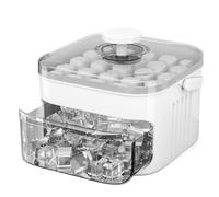 50 Cube Ice Maker with Easy Press Lid, Double-Layer Portable Pull-Out Ice Drawer with Handle for Whiskey Freezer Containers Parties, Drinks, Vacation Camping