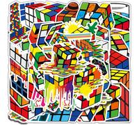 50 cube puzzle waterproof color stickers water bottle computer helmet bicycle skateboard, mobile phone guitar adult teenagers and children stickers.