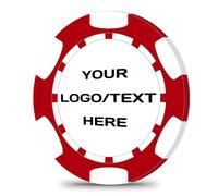 50 Custom Poker Chips, Personalized with Your Logo, Text, or Image, 11.5g Casino-Size Chips for Anniversaries, Poker Games, Promotions and Bar Tokens (Red)