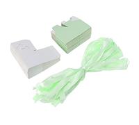 50 Cute Little One Footprint Treat Boxes for Wedding Shower | Easy - Assembly Paper Present Boxes with Ribbons | 2.4 x 2.4 Inch Party Favors for Little One Shower/Birthday / (Green)