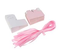 50 Cute Little One Footprint Treat Boxes for Wedding Shower | Easy - Assembly Paper Present Boxes with Ribbons | 2.4 x 2.4 Inch Party Favors for Little One Shower/Birthday / (Pink)