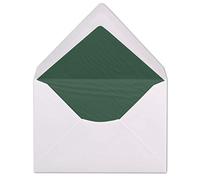 50 DIN C6 envelopes - white lined with dark green tissue paper - 11.4 x 16.2 cm - 100 g m² wet-glued envelopes without window from your Glüxx agent