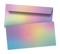 50 DIN Long Envelopes Colourful Gradient Colourful Cheerful Self-Adhesive without Window Letter Envelope with Printed Design Motif 90 g/m²