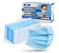50 Disposable Face Masks Single Box 3-Layer Breathable Soft Ear Loops | Non-woven pleated design with adult fit, sealed for hygiene, suited to travel, offices, shops, schools and public settings