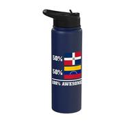 50% Dominican Republic 50% Venezuela Venezuelan Flag Pride Stainless Steel Insulated Water Bottle