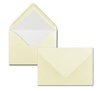 50 envelopes vanilla (cream) - DIN C6 - lined with white tissue paper - 100 g m² - 11.4 x 16.2 cm - wet glue -