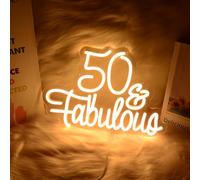 50 Fabulous Neon Light Fifty Years Old Neon Sign for 50th Wedding Anniversary Birthday Party Decorations Warm White LED Light for Wife, Mom, Daughter, Sister, Aunt, Best Friends, BFF, Coworkers