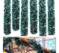 50 Feet Garland for Christmas Decorations,Green Snowy Garland,Artificial Christmas Pine Streamers for Party Hanging Ceiling Decorations