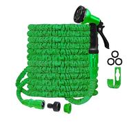 50 FT / 15 m Expandable Garden Hose Pipe with 3/4" and 1/2" Fittings, Flexible Expanding Magic Water Hose with 8 Function Spray Nozzle, Anti-Kink Lightweight Durable Hosepipe Blue or Green