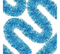 50 Ft Christmas Tinsel Garland Thick Tinsel Garland Xmas Tree Decorations Metallic Tinsel Twist Garland for Christmas, Birthday, Party Decor Indoor Outdoor Party Supplies (Sky Blue)