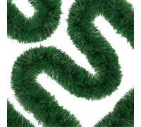 50 Ft Christmas Tinsel Garland Thick Tinsel Garland Xmas Tree Decorations Metallic Tinsel Twist Garland for Christmas, Birthday, Party Decor Indoor Outdoor Party Supplies (Dark Green)