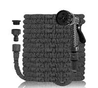 50 Ft Expandable Garden Hose, Lightweight Pipe Anti-Leakage Expanding Stretch Small Water Reels Hose Including 7 Adjustable Function Spray Nozzle for Car Wash Cleaning Watering Home Lawn(Black)