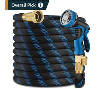 50 ft Garden Hose-No Kink,Heavy Duty,Lightweigh Flexible,Leakproof Water Hose with Sprayer Nozzle-3/4" Solid Brass Connectors-Rubber Car Hoses