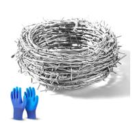 50 FT Roll of Real Barbed Wire Fence | 4 Point | 16 Gauge (1.6mm) Heavy Duty | 5” Spacing Between barbs | Strong and Sturdy | 1 roll of 50 FT (BW50FT)