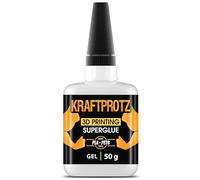 50 g 3D PRINT superglue extra strong - Incl. anti-drying tip - KRAFTPROTZ - Thick Super Glue - Waterproof - PLA, ABS, PETG & TPU