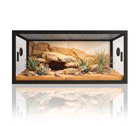 50 Gallon Reptile Enclosure 37" x 18" x 18", Front Opening Reptile Enclosure with Tempered Glass Doors, Safety Lock & Screen Top Ventilation, for Bearded Dragon, Ball Python, Snake, Gecko